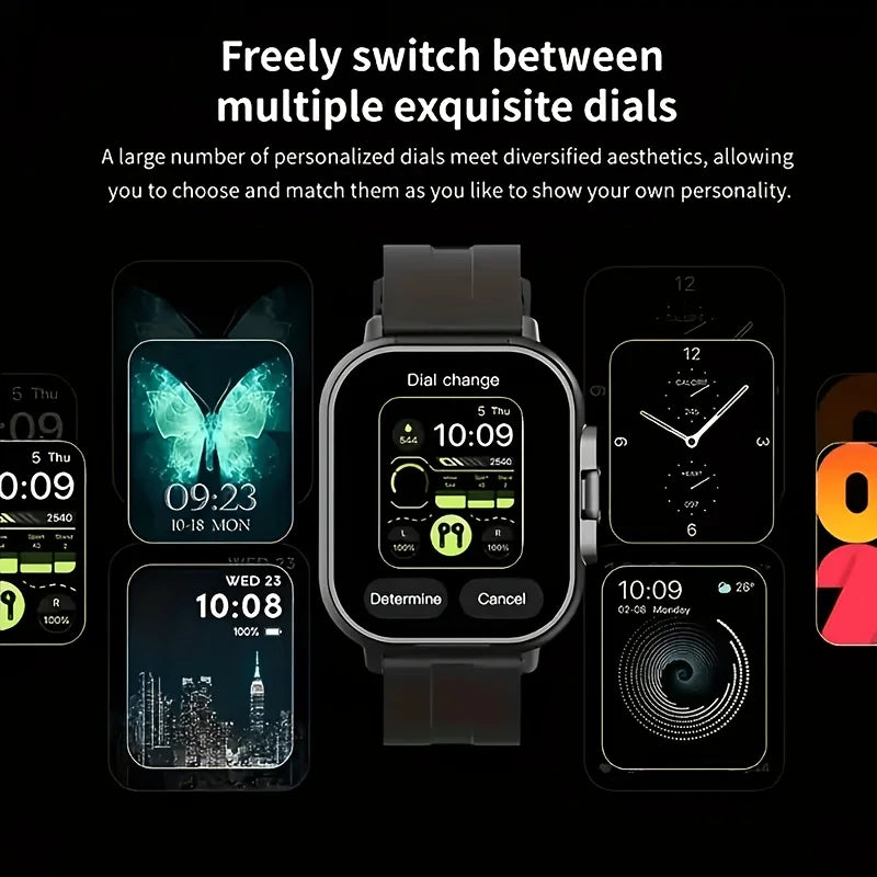 2026 New Men's Smartwatch, Two-in-One Smartwatch with Built-in TWS Earbuds, Supports Wireless Charging, 2.01 HD Display, Multiple Sports Modes, Weather and Calendar Functions, Rechargeable Lithium Battery, Music Control
