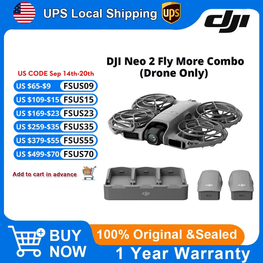 DJI Neo 2 Fly More Combo Drone Only Drones with a Camera - Lightweight Drone 4K Professional Imaging UAV Palm Takeoff AI Subject Tracking  Portable Foldable Quadcopter for Vloggers Travel & Aerial Photography