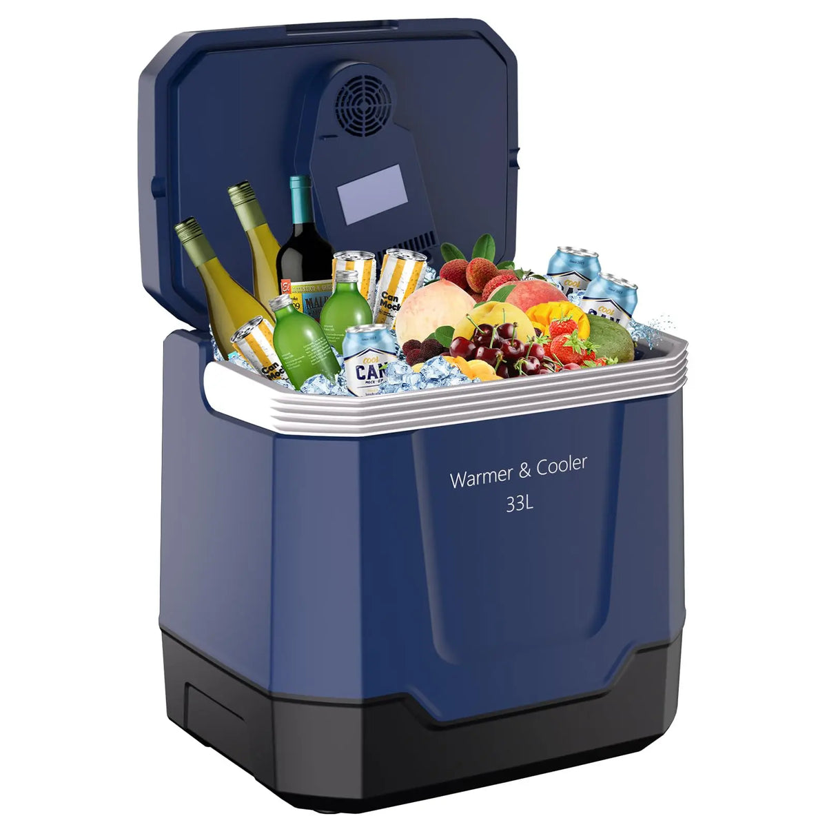 35 Quart (33 L) Electric Cooler & Warmer, Portable Car Refrigerator With Automatic Locking Handle, 12V Car Cooler for Vehicle & Trucks, 110V AC Home Power Cord, Plug In Coolers