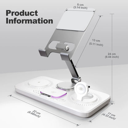 7-in-1 Wireless Charger Station 15W Fast Charging Type C Port Multi-Function Devices for iPhone 17 16 15 14 Samsung Airpods iPad