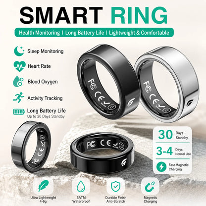 Smart Ring Fitness Tracker Activity Tracker Sleep Monitor Health Tracker Smart Ring for Men Women iPhone Android 2026