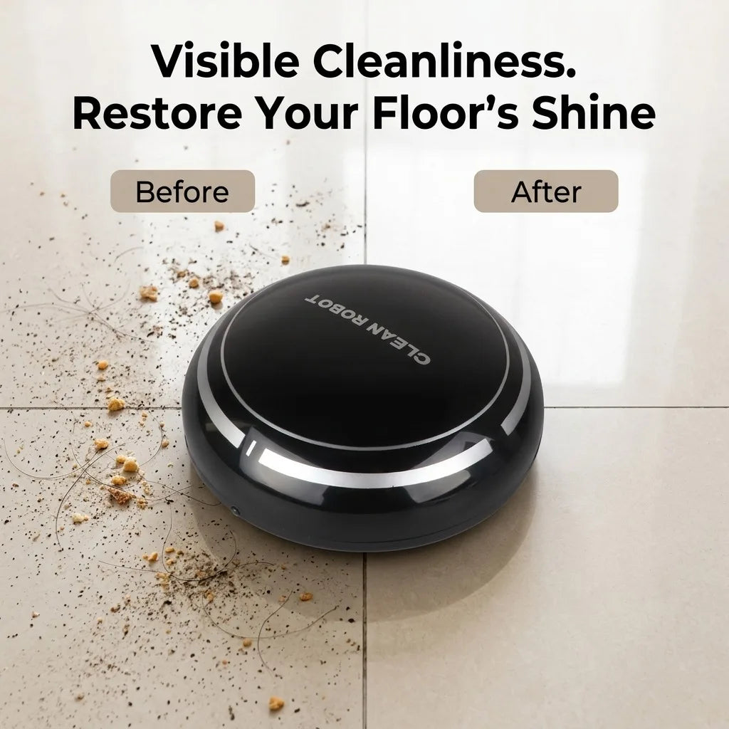 Robot Vacuum Cleaner, Smart Fully Automatic Sweeping and Vacuuming Robot with USB Charging, Compact Mini Robotic Sweeper for Hard Floor, Pet Hair, Home and Office, 19 x 8.5 x 19cm