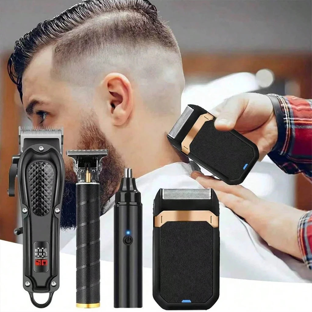 4-in-1 Electric Hair Clipper Set for Men Rechargeable Cordless Hair Trimmer Grooming Kit for men Beard Cutting Machine Nose Hair trimmer Electric Shaver Birthday Christmas Gift For Family