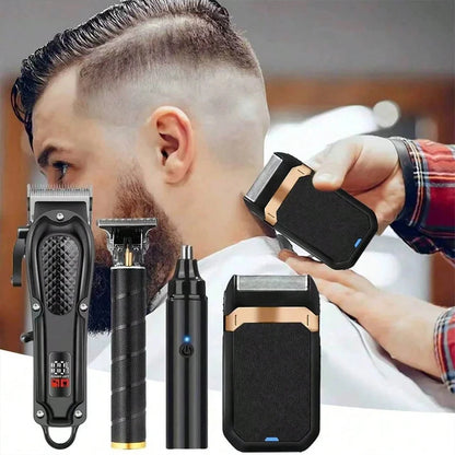 4-in-1 Electric Hair Clipper Set for Men Rechargeable Cordless Hair Trimmer Grooming Kit for men Beard Cutting Machine Nose Hair trimmer Electric Shaver Birthday Christmas Gift For Family