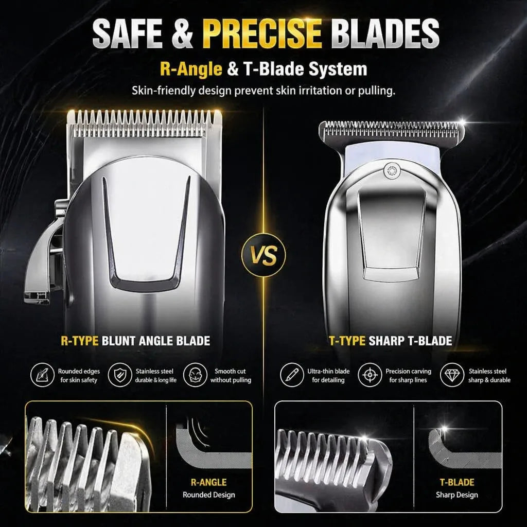 Professional 3-in-1 Hair Clipper Trimmer Set for Men - Electric Shaver Rechargeable Grooming Kit with LED Display Beard Trimming Machine