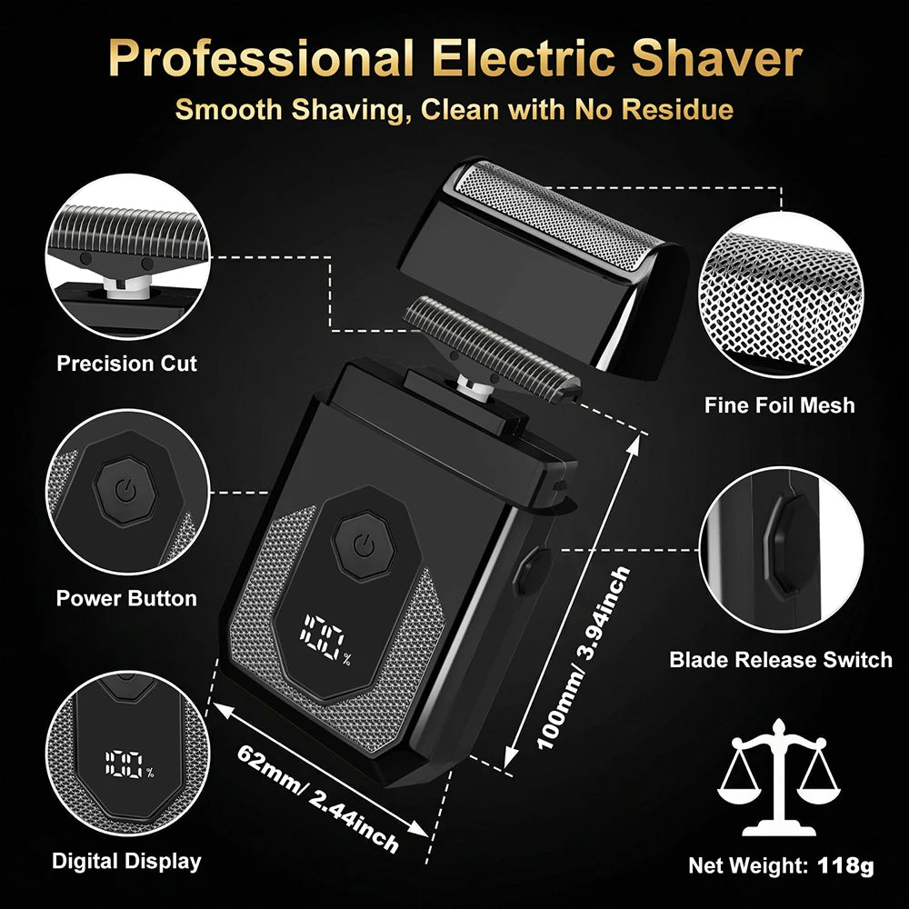 Barber Face & Head Finishing Razor Professional Electric Razors Head Shaver for Bald Men, Barber Cordless Rechargeable With Replacement Heads Barber Cordless Rechargeable Foil Shaver Electric Shaver for Men,