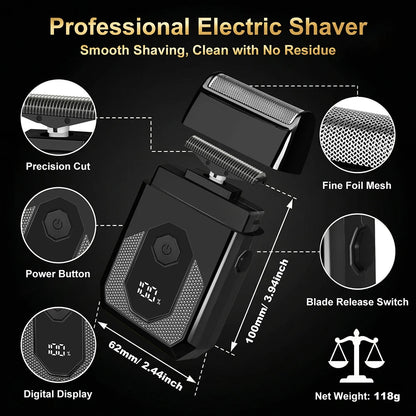 Barber Face & Head Finishing Razor Professional Electric Razors Head Shaver for Bald Men, Barber Cordless Rechargeable With Replacement Heads Barber Cordless Rechargeable Foil Shaver Electric Shaver for Men,