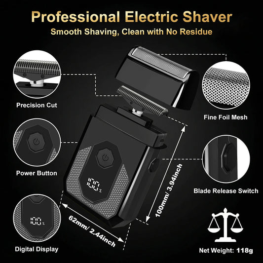 Barber Face & Head Finishing Razor Professional Electric Razors Head Shaver for Bald Men, Barber Cordless Rechargeable With Replacement Heads Barber Cordless Rechargeable Foil Shaver Electric Shaver for Men,