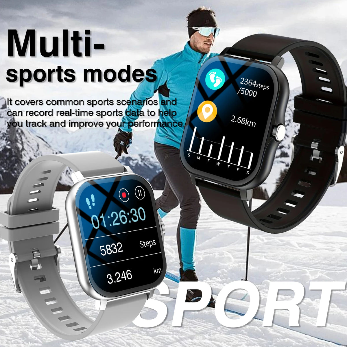 [Smart Watch For Men/Women] Jinmiyun HOT 1.83-Inch Smart Watch, Supporting Wireless Calls (Answering/Dialing/Rejecting Calls), Suitable for Men And Women, Fitness Activity Tracker, Supporting Multiple Sports Modes/Remote Shut