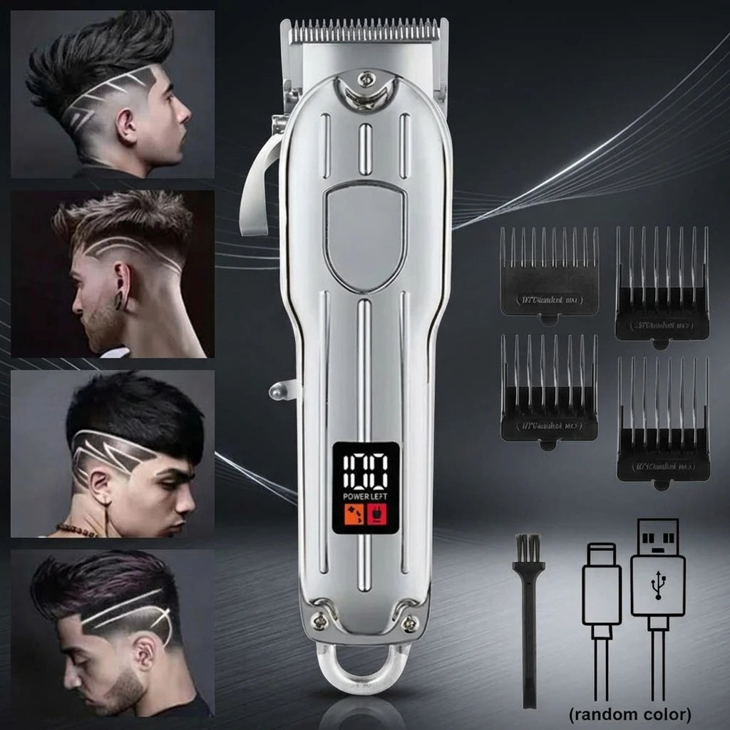 Professional 3-in-1 Hair Clipper Trimmer Set for Men - Electric Shaver Rechargeable Grooming Kit with LED Display Beard Trimming Machine