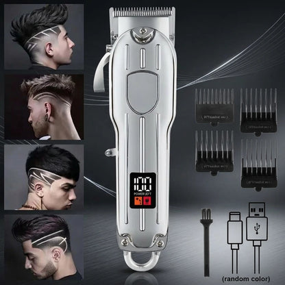 Professional 3-in-1 Hair Clipper Trimmer Set for Men - Electric Shaver Rechargeable Grooming Kit with LED Display Beard Trimming Machine