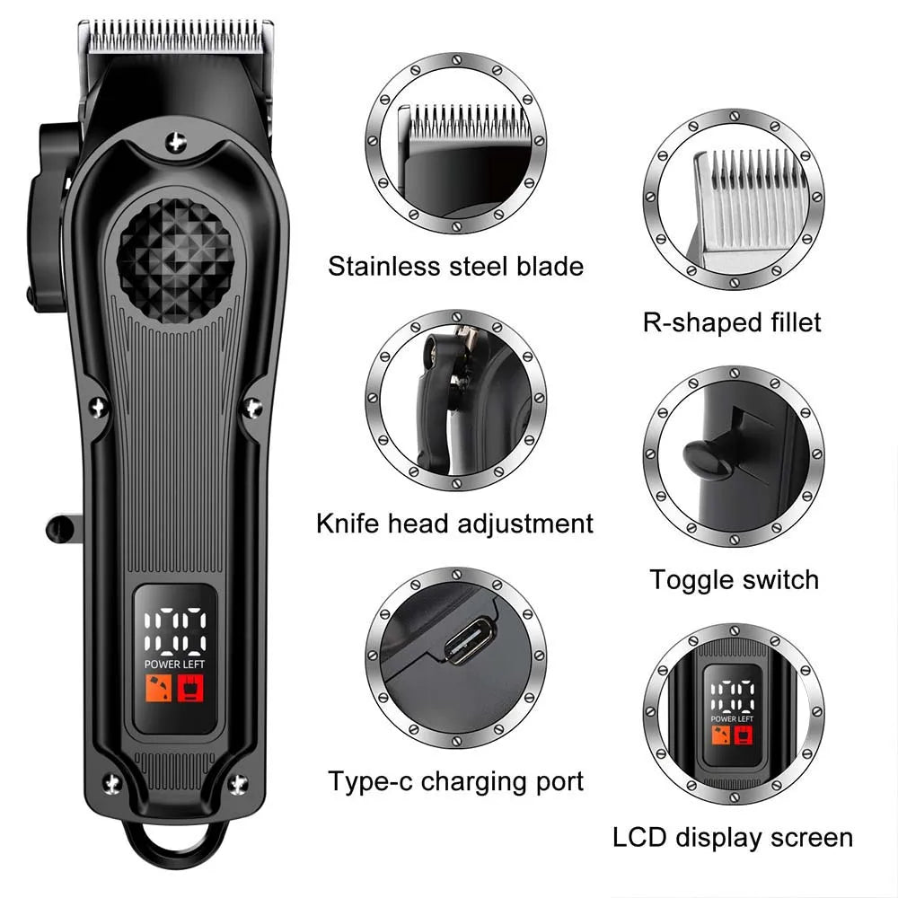 Professional Cordless Hair Clipper for Men Electric Barber Clipper & Trimmer Rechargeable Hair Cutting Tools