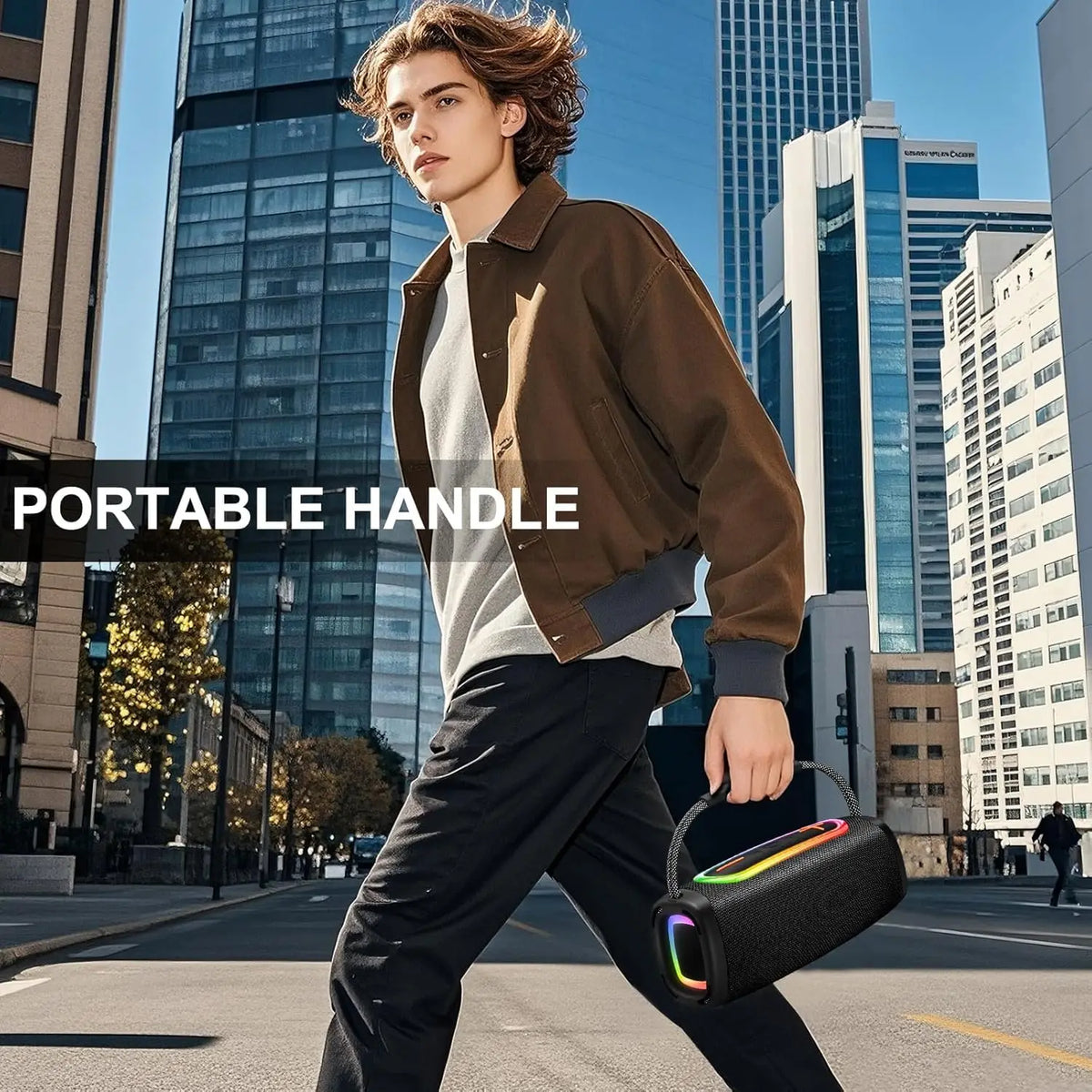 RGB Lights Portable Bluetooth Speaker, IPX7 Waterproof, 24H Playtime, Bluetooth 5.3, Outdoor Wireless Speaker with Hands-Free Mic.