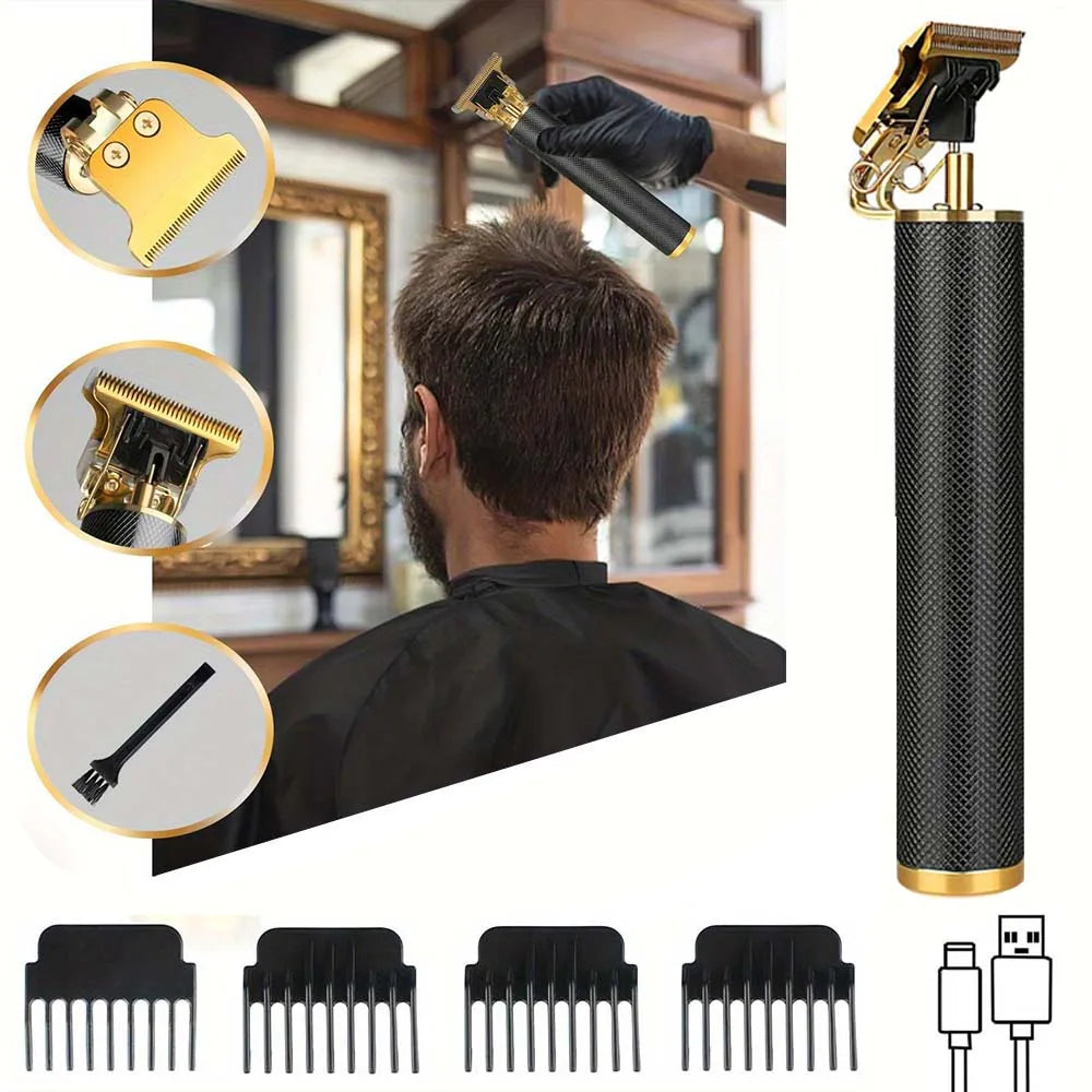 Professional Men's Hair Cutting Kit - 1/2/3pcs Electric Clippers & Trimmers Set with Foil Shaver, Barber Scissors, Combs - Rechargeable Beard Trimmer for Precision Fading & Zero Gap Carving