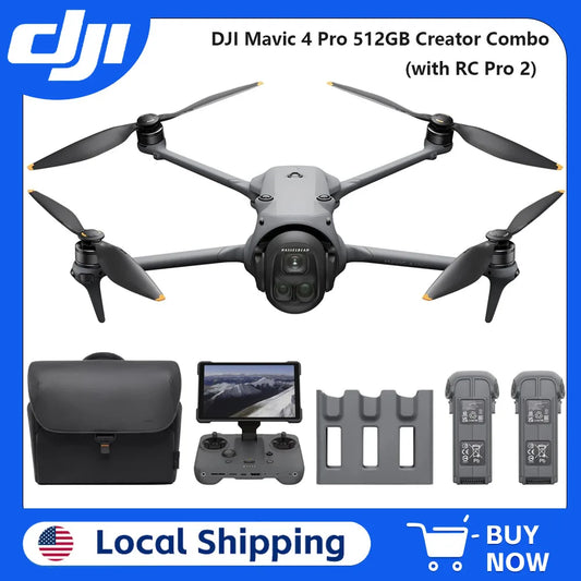Open Box-DJI Mavic 4 Pro 512GB Creator Combo with RC Pro 2, Flagship Tri-Camera Drone with 100MP 4/3 CMOS Hasselblad Camera, 51-Min Max Flight Time, Three Batteries, Charging Hub, Professional