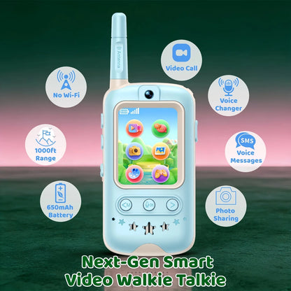 Video Walkie Talkie Gift Set 2 Pack HD Video Call Rechargeable Photo Voice Share Long Range No WiFi with Star Charms for Kids Birthday Outdoor Gift