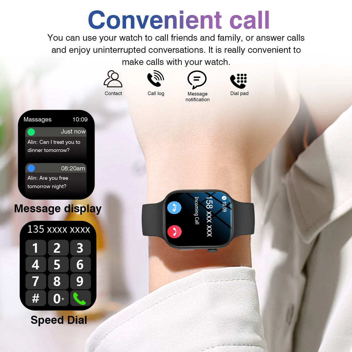 2026 New Smart Watch, Wireless Call, Outdoor Fitness Tracker, Sports Mode, Steps, Sedentary Reminder,  Music Control, Suitable for Android & Iphone,Christmas/New Year/Birthday Watch Gifts