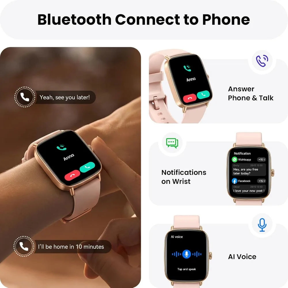 Women's Watch, 2 Bands, 100+ Modes, Fitness Tracker, Heart Rate, Sleep Monitor, 3ATM Waterproof, 10-Day Battery, Fast Charge