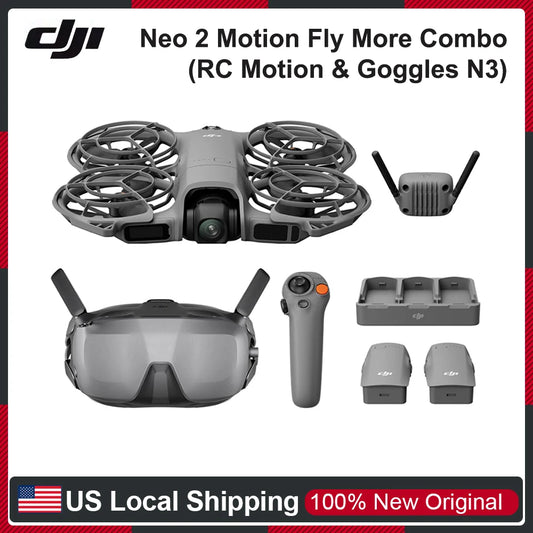 DJI Neo 2 Motion Fly More Combo Drones With RC Motion 3 & Goggles N3 DJI Camera Drone  Stable Transmission With Digital Transceiver FPV Flying Drone 4K Professional for Beginners With 3x Batteries
