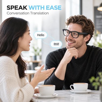 2026 New Smart AI Glasses, 4K 8MP HD Camera Smart Glasses, Men Women, Real-Time Translation, 150+ Language Translation, Connecting to ChatGPT, WIFI Transmission, Shooting, Video Recording and live Streaming, Bluetooth Call, A