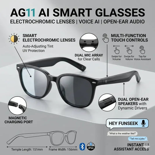 2026 New AI Smart Glasses,AI ChatGPT and Gemini-2.5 with 164 Translations Supported,Bluetooth Glasses for Men Women,Music Playback & Hands-Free Calling,Photochromic Lens,IP67 Waterproof