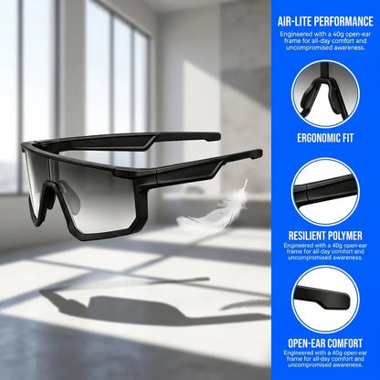 Multi‑Purpose Smart Protective Glasses, AI Real‑Time Translation Support 160 Languages, Photochromic Lens, Built‑in Microphone & Speaker for Music Playback, Fit for Sports Work Daily Use