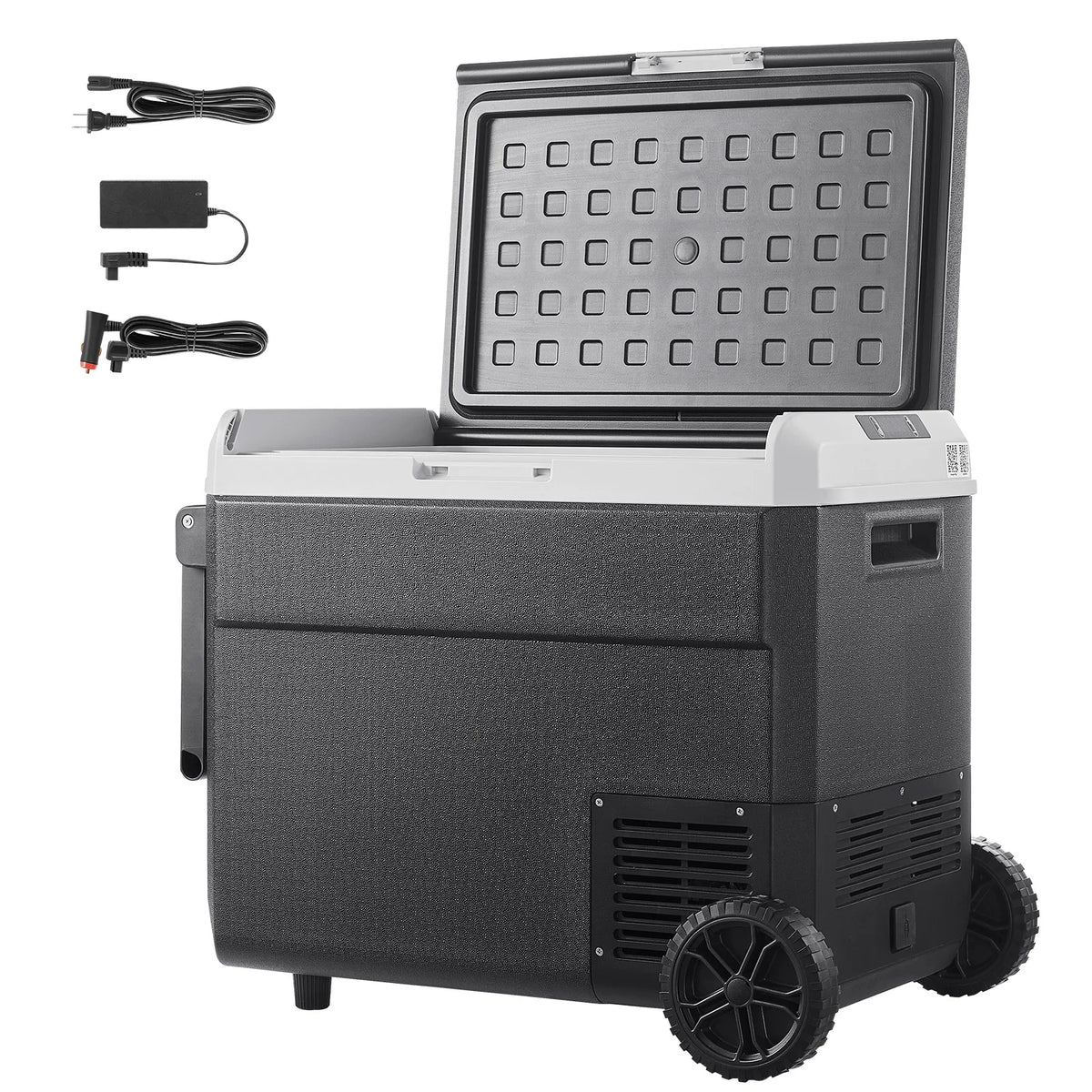 SucceBuy 12 Volt Car Refrigerator 60L Car Fridge Portable Electric Cooler with Wheels and Handle for Outdoor Camping Travel Use