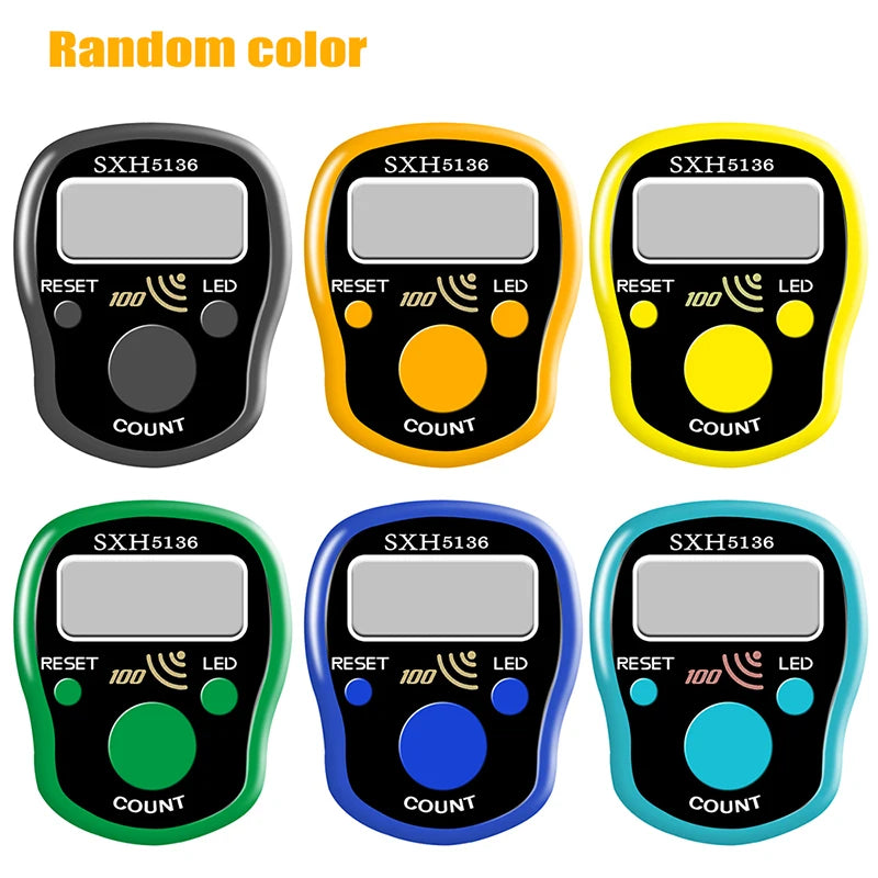 Mini Digital Tally Counter Ring Stitch Marker Row Counter LED Luminous Electronic Finger Rings Hand Clicker Number Counting Tool