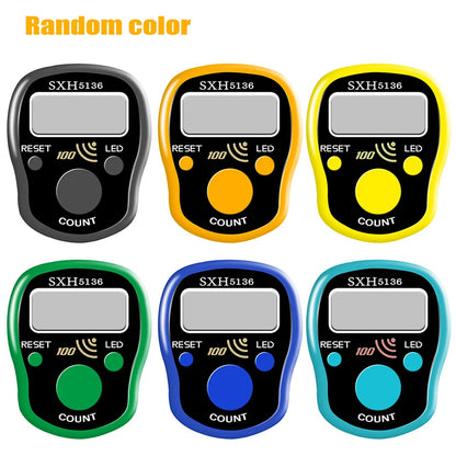 Mini Digital Tally Counter Ring Stitch Marker Row Counter LED Luminous Electronic Finger Rings Hand Clicker Number Counting Tool