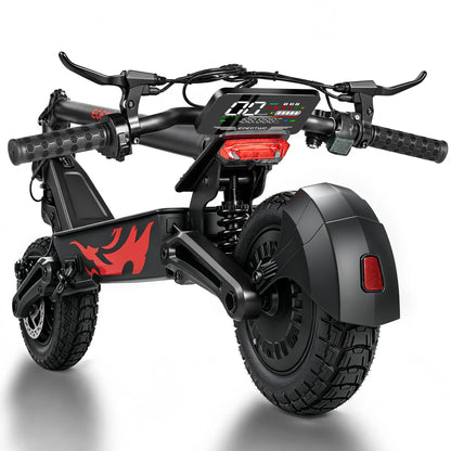 EOEOTWO Electric Scooter, 1000W Motor, 10" Solid Tires, 25 Miles Range, 25 Mph Folding Commuter Electric Scooter for Adults with Double Braking System and Dual Suspension