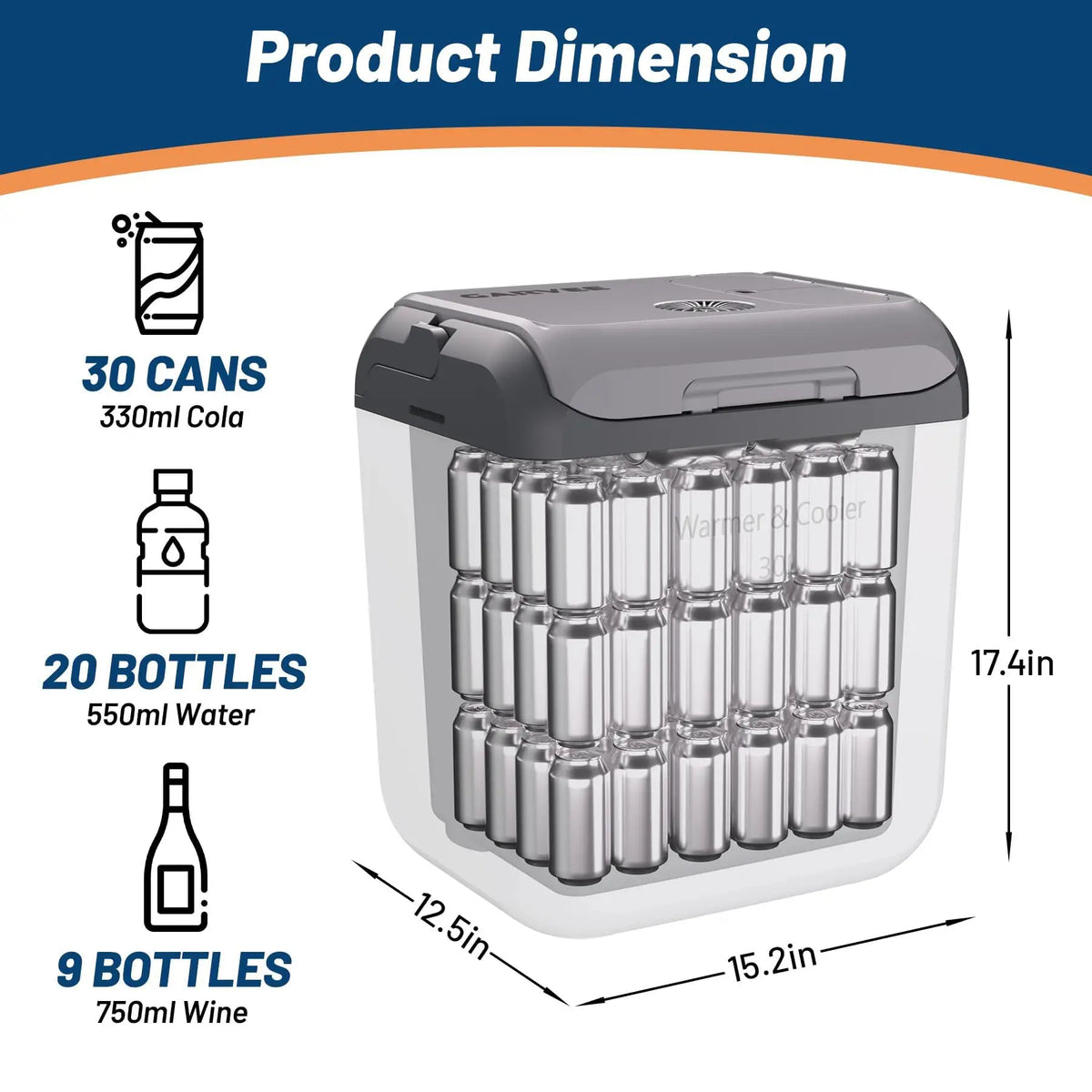 Electric Cooler Car Fridge 32QT 12V And 110V Portable Cooler And Warmer For Truck Ideal For Camping Road Trips And Trucking 32QT Portable Car Fridge With Cooling And Heating Functions