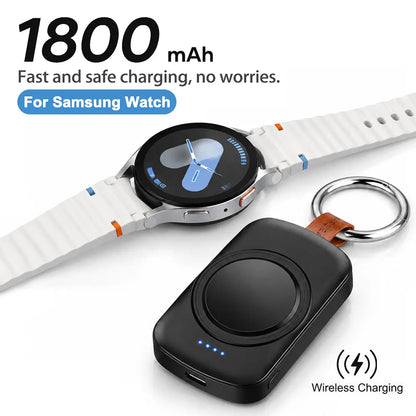 1800mAh Magnetic Wireless Portable Watch Type-C Fast Charger for Samsung Galaxy Watch 8/8 Classic/7 Ultra/6 Classic Fast Charging