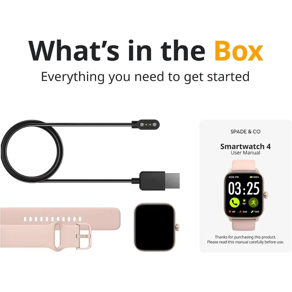 Smartwatch 4: Heart Rate, Sleep, SpO2 Monitor, Pedometer, Fitness Tracker, Call Features, Waterproof, iOS & Android Compatible