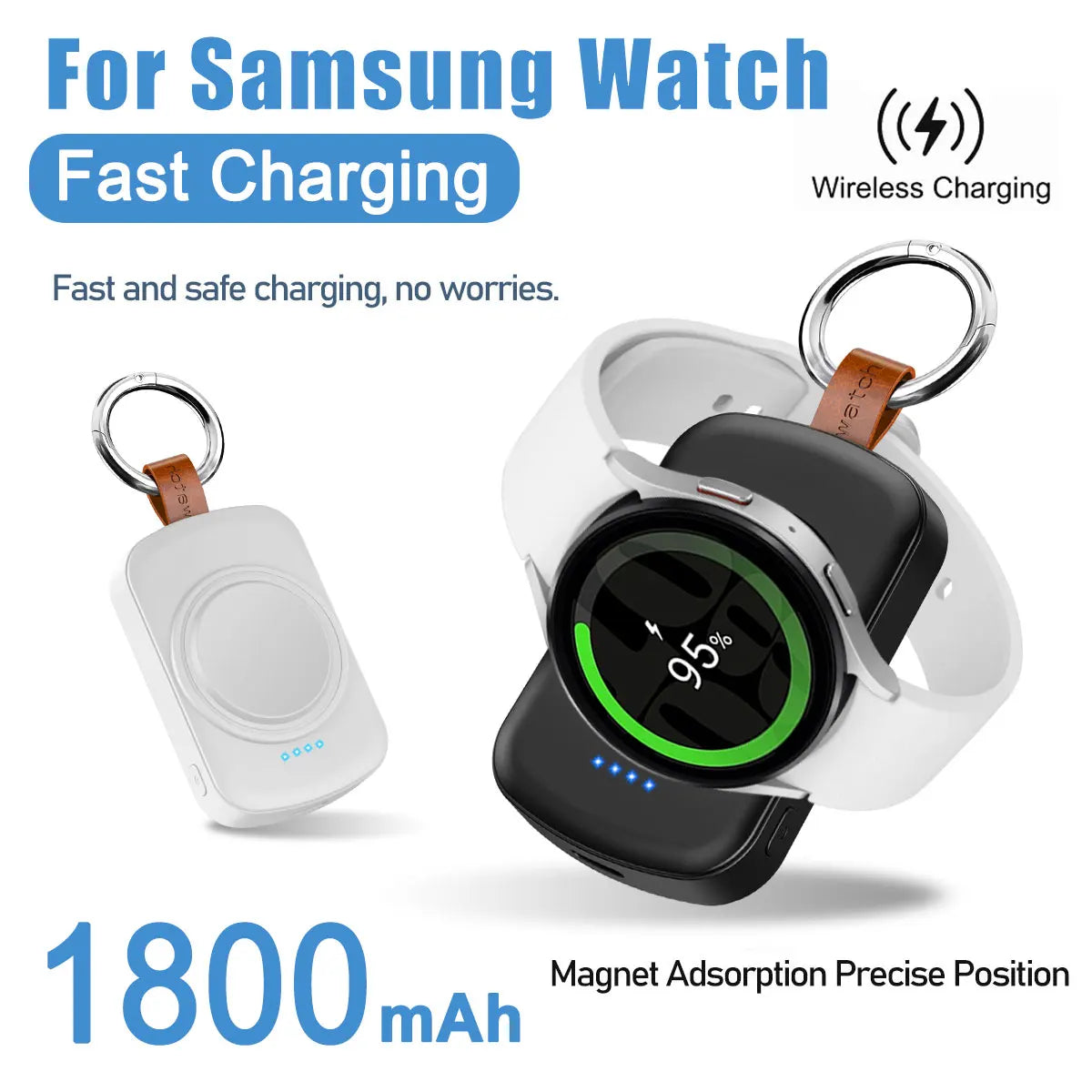 Magnetic Wireless Portable Watch Charger for Samsung Galaxy Watch 8/8 Classic/7 Ultra/6 Classic/Pro/Active2/1 Type-C Fast Charging