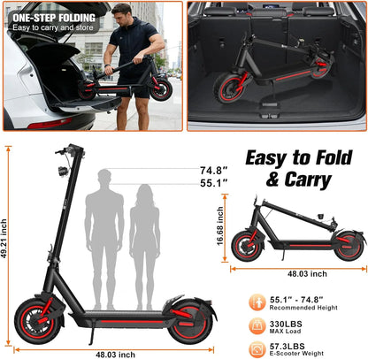 OBX Electric Scooter for Adults 1200W Powerful Motor 31Miles Long Range Dual Braking System 30Mph Max Speed 10'' Foldable E Scooter with APP Control