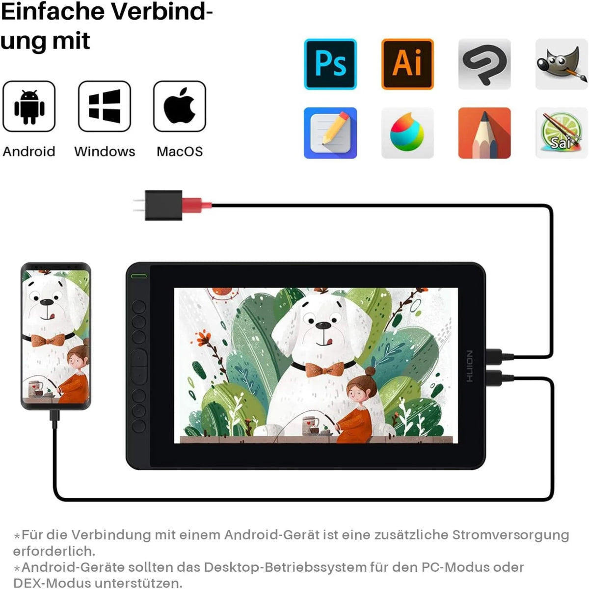 HUION Kamvas 12 11.6 Inches Drawing Monitor Digital Graphics Tablet With ±60 Tilt 120% SRGB Support Android Phone