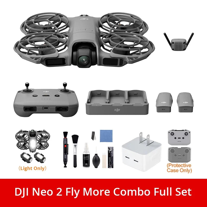DJI Neo 2 Fly More Combo Drones With a Camera and Optional Accessories Drone 4k Professional Palm Takeoff & Gesture Control, ActiveTrack for Cycling, Omnidirectional Obstacle Avoidance