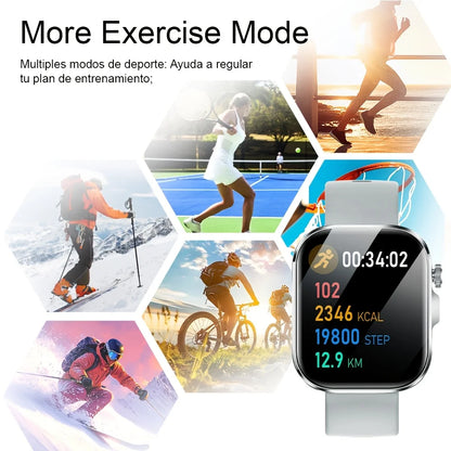 New 2026 Smartwatch, 2.01-inch HD Large Screen, Unisex, with Multiple Sports Modes/Call Reminder/Message Alerts/Remote Camera/Music Playback, Long-Time Sitting Reminder, Weather Forecast Function, AI Voice, Stylish Smartwatch