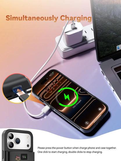 NEWDERY 9300mAh Battery Case for iPhone 17 Pro Max 17Pro 17 Air Wireless Charging Case Battery Pack Portable Power Bank Cover