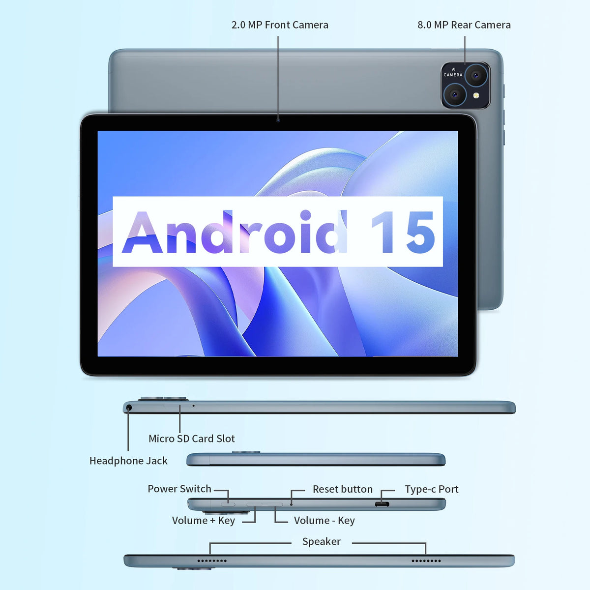 PRITOM Android Tablet with Keyboard, Android 15 Tablet with 16GB(4GB Physical + 12GB Virtual)+128GB+1TB Expand, 10 Inch Tablet PC with 8-Core, 5G WiFi, 8000mAh, 2-in-1 Tablet with Case, Mouse, Stylus(Black)