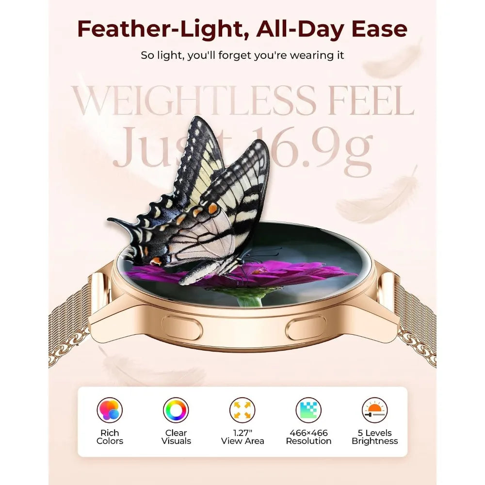 1.27" HD Fitness Tracker for Women: 4 Bands, Necklace, Heart Rate, 120+ Modes, Call & Notifications, Android & iPhone, 40mm