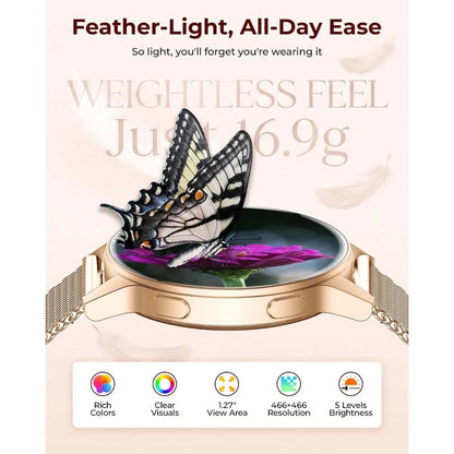 1.27" HD Fitness Tracker for Women: 4 Bands, Necklace, Heart Rate, 120+ Modes, Call & Notifications, Android & iPhone, 40mm
