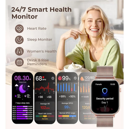 HD Fitness Tracker 1.83" with 4 Bands, Call & Health Monitoring, 100+ Sport Modes, Android/iPhone-Compatible