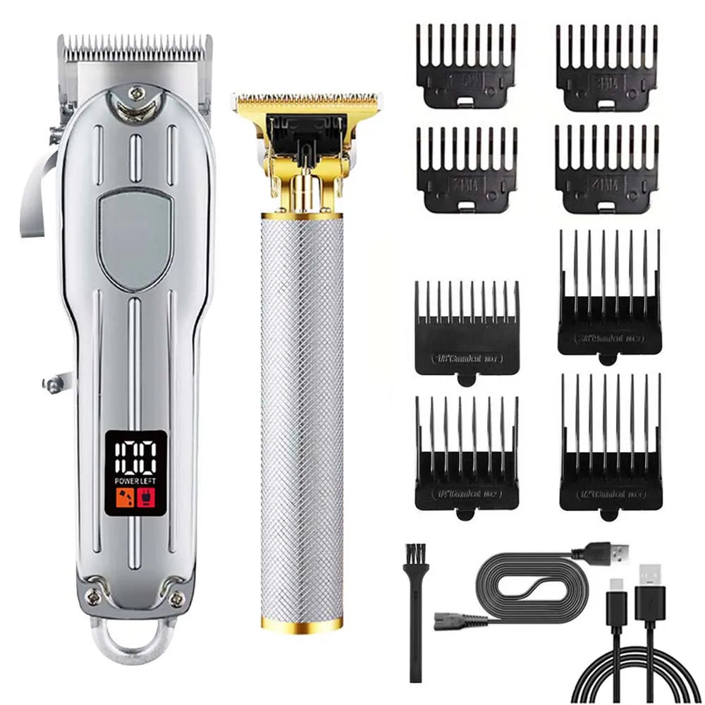 Professional Hair Clipper & Trimmer Set for Men – 3-in-1 /2-in-1/1pc Electric Beard Shaver, Haircut Machine with LCD Display, USB Rechargeable, Multiple Guide Combs, Barber Kit for Home & Salon Use