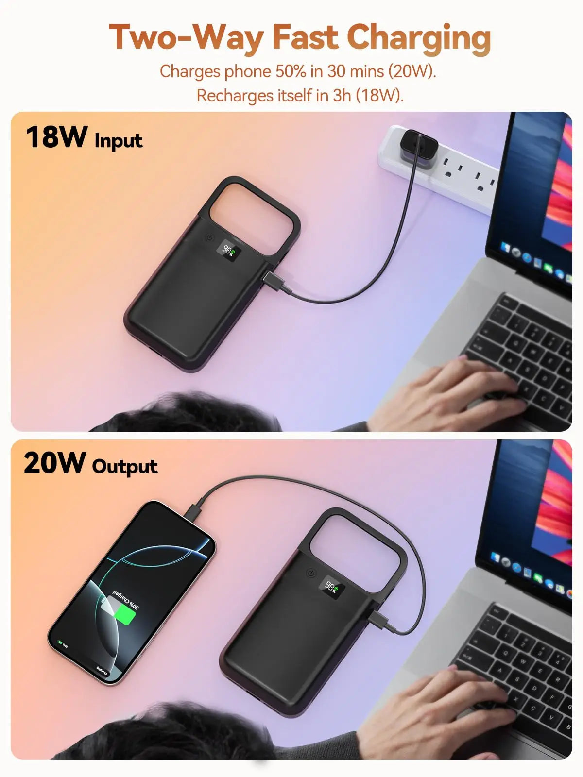 NEWDERY 9300mAh Battery Case for iPhone 17 Pro Max 17Pro 17 Air Wireless Charging Case Battery Pack Portable Power Bank Cover