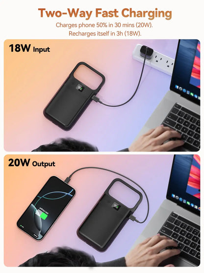 NEWDERY 9300mAh Battery Case for iPhone 17 Pro Max 17Pro 17 Air Wireless Charging Case Battery Pack Portable Power Bank Cover