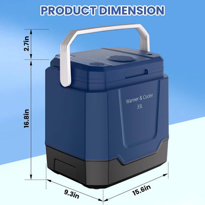 35 Quart Electric Cooler Warmer 12V Car Refrigerator 33L Plug In Cooler With 110V AC 12V DC Auto Lock Handle For Car Truck Home