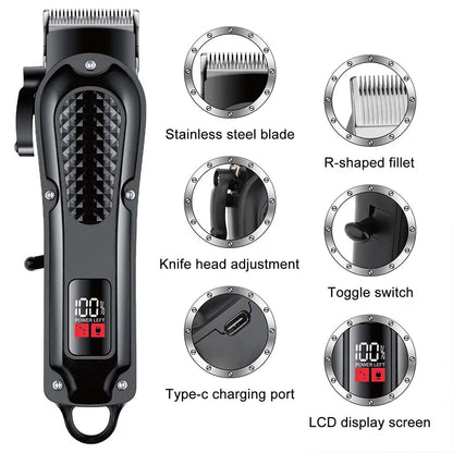 Professional Barber Electric Hair clipper LED display screen UBS charging Trimmer Powerful electric hair clipper trimmer tool