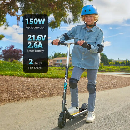 GYROOR Electric Scooter for Kids Age 6-12, 150W Motor 10mph Speed Electric Scooter with Adjustable Handlebar and LED Lights