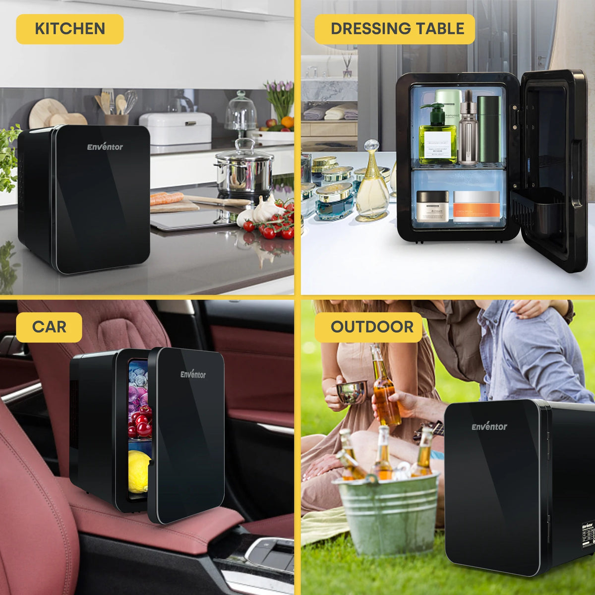 Enventor 4L Mini Refridgerator Portable Car Skincare Fridge Multi-functional Thermoelectric Cooler and Warmer For Summer Camping